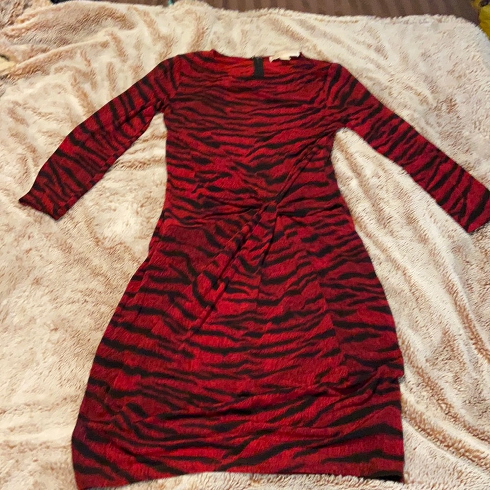 Michael Kors red and black striped dress